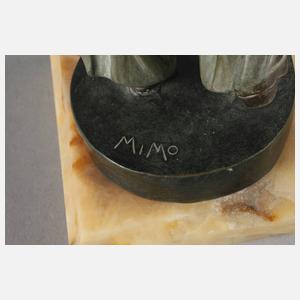 Claudio Mimo Blasco, Chryselephantin Pierrot + Papiere im Expertisenordner