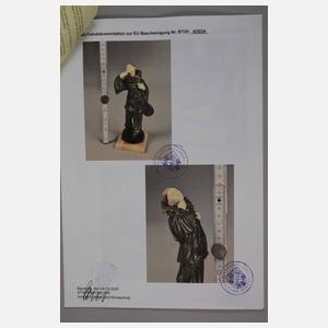 Claudio Mimo Blasco, Chryselephantin Pierrot + Papiere im Expertisenordner