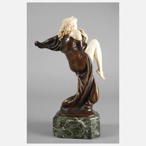 Ernst Seger, Chryselephantin Tänzerin + Papiere im Expertisenordner