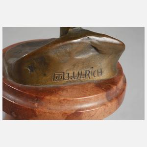 Josef Ulrich, Chryselephantin Art déco Tänzerin + Papiere im Expertisenordner