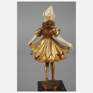 Hans Keck, Chryselephantin Pierrette + Papiere im Expertisenordner