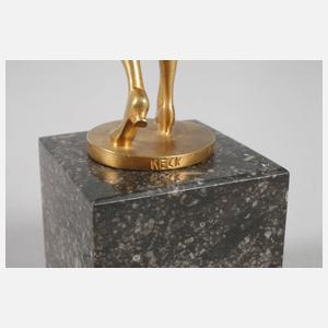 Hans Keck, Chryselephantin Pierrette + Papiere im Expertisenordner