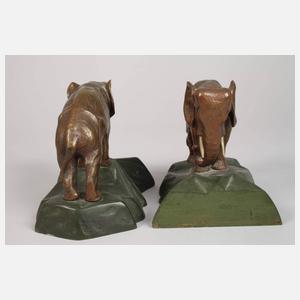 Paar Elefanten als Buchstützen Art déco