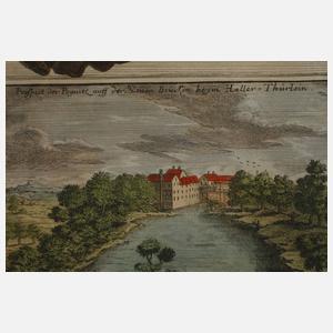 Antiker Kupferstich, Orangen und Haller-Thürlein