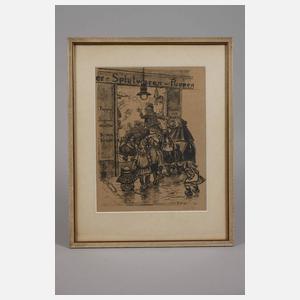 Heinrich Zille, "Vor dem Weihnachtsladen"