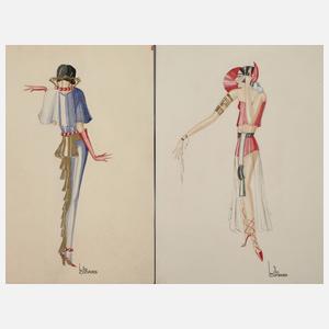 Lilo Conradi, Paar Art déco-Modeentwürfe