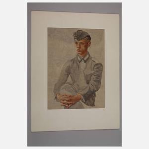 Sitzender Luftwaffensoldat