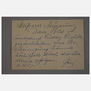 Prof. Ludwig Richter Autograph auf Visitenkarte