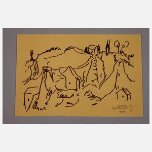 Albert Hennig, Dorflandschaft mit Felsen