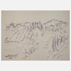 Albert Hennig, Häuser in bergiger Landschaft