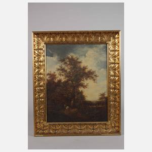 "Waldweg mit hineinreitendem Jäger" nach C. Vroom