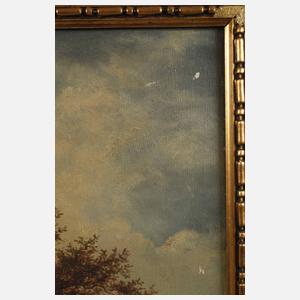 "Waldweg mit hineinreitendem Jäger" nach C. Vroom