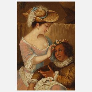 Liebespaar mit Schafen und Ziegen