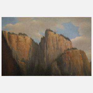 Ad. de Coursy, Gebirgslandschaft mit Sturzbach