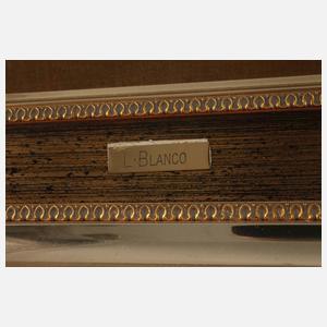 L. Blanco, Blumenstillleben mit Nymphensittich