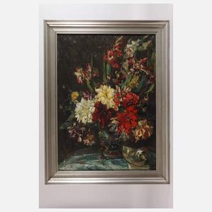 Jelinek, Blumenstillleben mit Nautilusmuschel