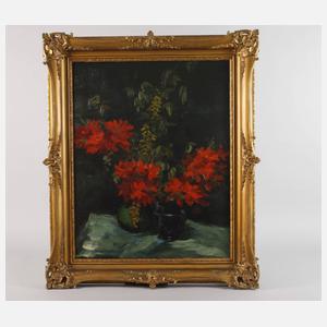 Pinkert, Stillleben mit roten Lilien und Goldregen