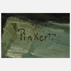 Pinkert, Stillleben mit roten Lilien und Goldregen