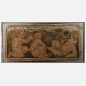 Jugendstil-Fresko, Putten in arkadischer Landschaft