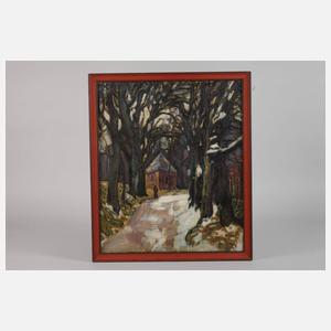 Expressionist, Winterliche Allee mit Kapelle