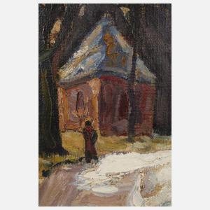 Expressionist, Winterliche Allee mit Kapelle