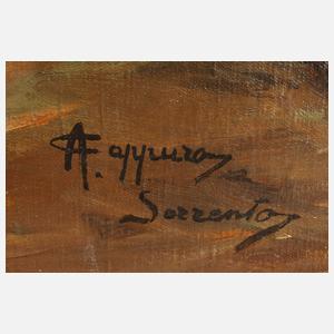 Küstenpartie vor Sorrent mit rastendem Mädchen