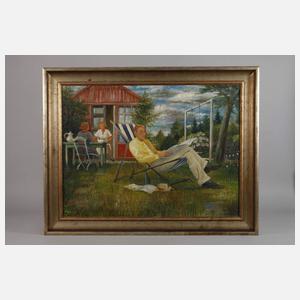 Karl Otto Hy, Selbstbildnis im Gartenstuhl