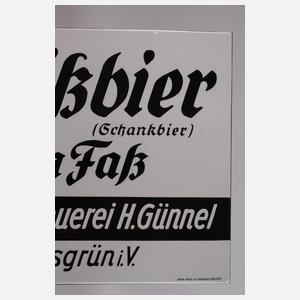 Emailleschild Brauerei Günnel