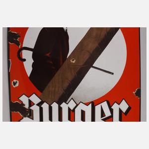 Emailleschild Burger