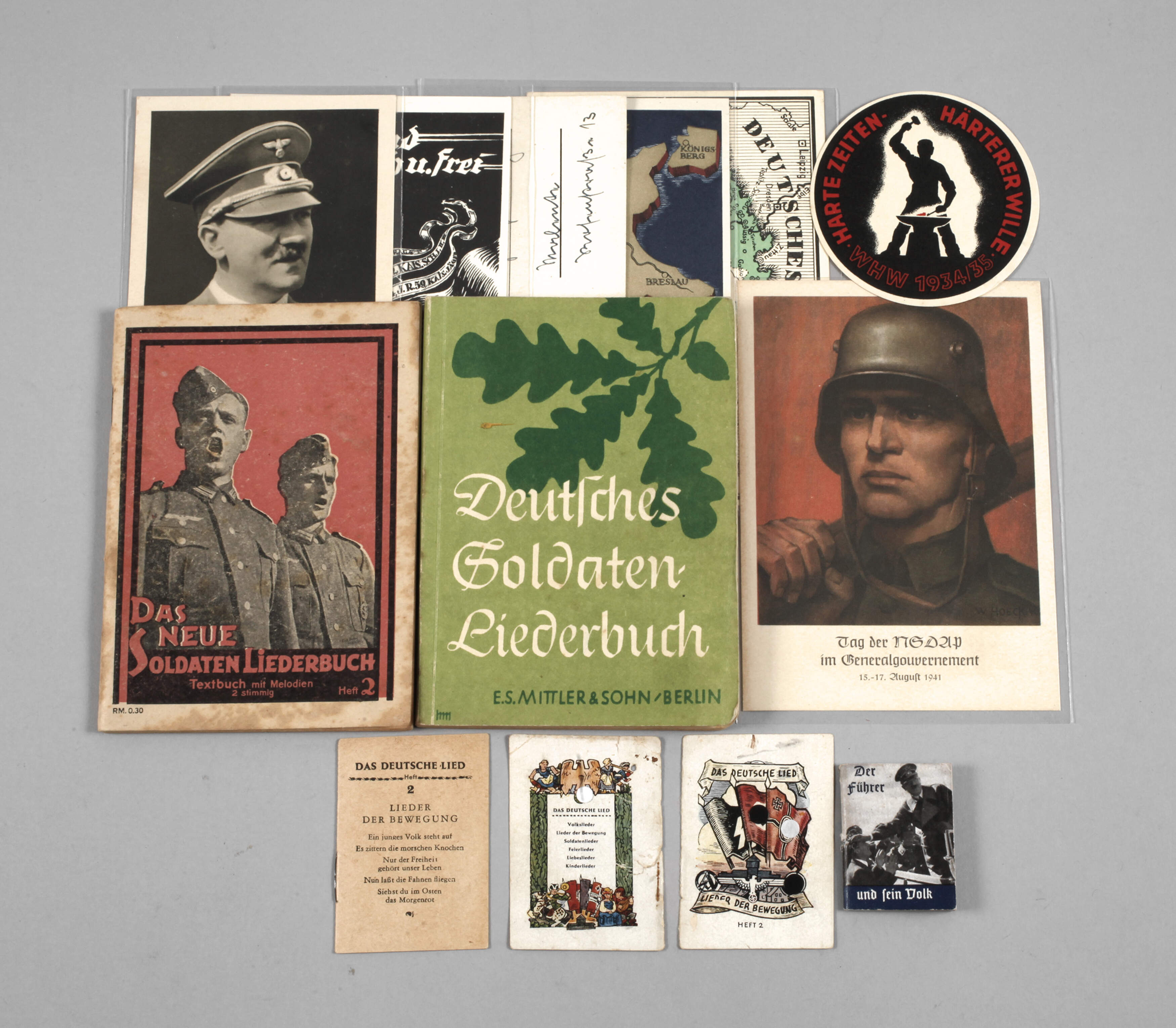 Konvolut Propagandakarten und Liederbücher