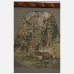 Seidenstickbild Jägerszene