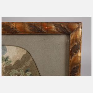 Seidenstickbild Jägerszene