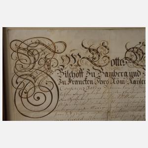 Brief des Fürstbischofs von Bamberg und Würzburg 1739