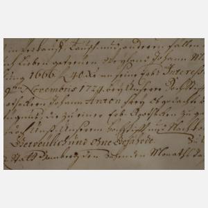 Brief des Fürstbischofs von Bamberg und Würzburg 1739