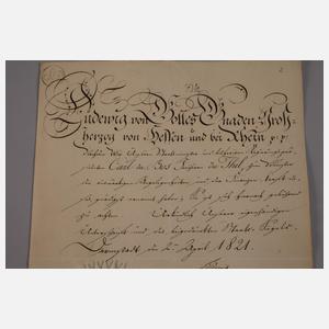 Urkunde Ludwig von Hessen Darmstadt