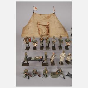 Lineol Konvolut Massesoldaten mit Lazarettzelt