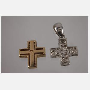 Zwei Kreuzanhänger mit Diamanten
