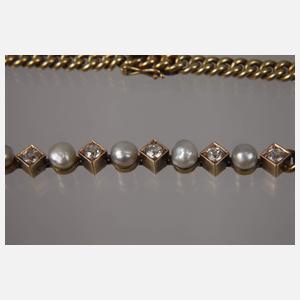 Armband mit Perlen und Diamanten