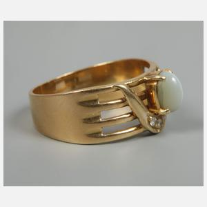Damenring mit Katzenauge und Diamanten