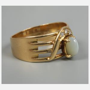 Damenring mit Katzenauge und Diamanten