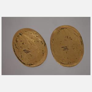 Zwei feine Emaillemalereien auf Gold