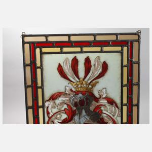 Paar Bleiglasfenster mit Wappenmotiv