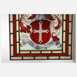 Paar Bleiglasfenster mit Wappenmotiv