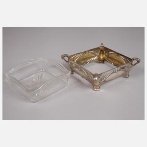 Silber Anbietschale mit Glaseinsatz