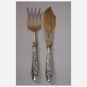 Silber sieben Vorlegeteile Mohnblumendekor