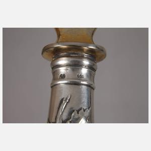 Silber sieben Vorlegeteile Mohnblumendekor