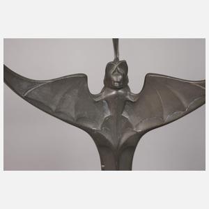 Kayserzinn zwei Fledermausleuchter Hugo Leven