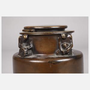 Bronze Tintenfass mit Atlanten