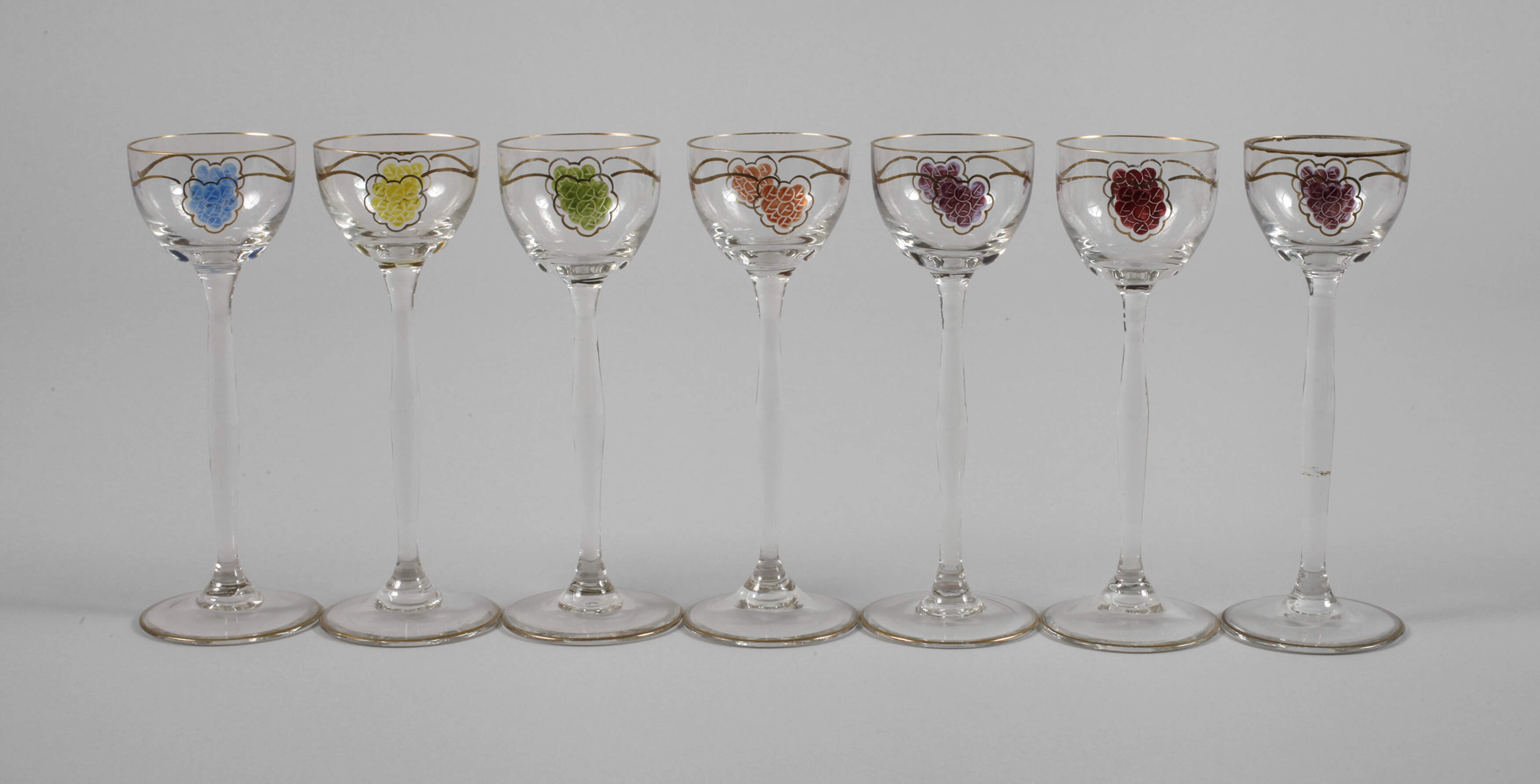 Sieben Likörgläser Jugendstil