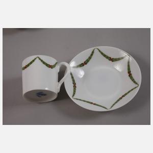 Nymphenburg drei Mokkatassen Jugendstil